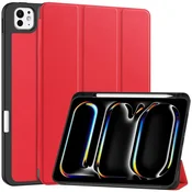 GS Ovitek za iPad Pro 11 M5 2025/M4 2024 (6./5. generacija), Smartcase z držalom za pisalo, rdeč