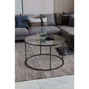 Hanah Home Royal klub sto O 75 cm, crna / providno staklo