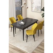 Hanah Home Set Trpezarijski sto i 4 stolice Arp, Žuto-crni