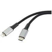 Renkforce Renkforce USB-C, Apple Lightning kabel [1x moški konektor USB 2.0 tipa C - 1x moški konektor Apple dock lightning] 2 m kabelski plašč iz recikliranega, (20415844)