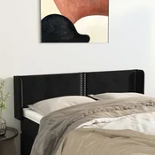 Vidaxl vidaXL Vzglavnik s krilci, črn 147x16x78/88 cm, žamet