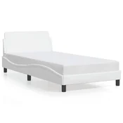 Vidaxl Posteljni okvir Dover bel 100x200 cm umetno usnje