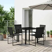 Vrtni set za objed 5 pcs Crna Textilene i celik