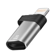 LINQ LinQ, USB C na Lightning adapter za hitro polnjenje 30W PD in prenos 480Mbps, Srebrna, (5000220174)
