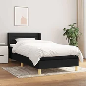 Greatstore Box spring postelja z vzmetnico črna 90x200 cm blago