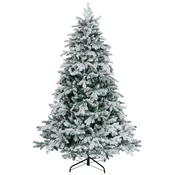 Costway Umetna božična jelka 180 cm s 1415 vejicami in 260 toplimi belimi LED lučmi