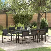 Vrtni set za objed 9 pcs Crna 200 x 80 x 73 cm