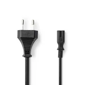 Nedis Napajalni kabel | Euro Man | IEC-320-C7 | Naravnost | Naravnost | Ponikljano | 2,00 m | Stanovanje | PVC | Črna | Škatle