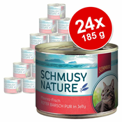 Varčno pakiranje: Schmusy Nature ribe 24x185 g - Čisti rdeči ostriž