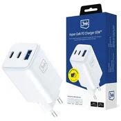 3MK 65W 3MK GaN stenski polnilnik 1xUSB-A 2xUSB-C bela