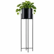 Home Stojalo za rože s pokrovom 95 cm črne barve