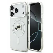 Karl Lagerfeld IML K&CH Heads MagSafe zadnji ovitek s kovinskim okvirjem za iPhone 18 Pro bel