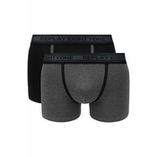 Replay Bokser spodnjice Boxer Style 6 Cuff Logo&Contrast Piping 2Pcs Box - Black/Dark Grey Mel. S