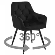 Ljubki dom Vrtljivi jedilni stol JORK360 VELVET, črn