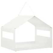 Vidaxl Viseča krmilnica za ptice Jeklo Bela 30 x 23 x 23 cm