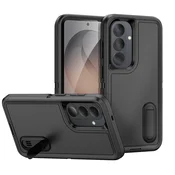 AVIZAR Ojačana zaščita za Galaxy S26 Plus tri-materilana s stojalom, Črna, (5000275484)