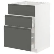 METOD / MAXIMERA Pod.ormaric sudop. i 3front/2fioke, bela/Voxtorp tamnosiva, 60x60 cm