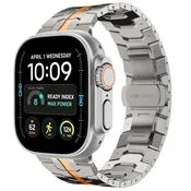 Tech-protect Stainless pašček za Apple Watch 44/45/46/49mm, titanium / orange