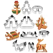 Northix Set 8 božičnih modelčkov za 3D medenjake iz nerjavečega jekla