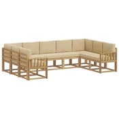 Set vanjskih sofa s jastukom 9 pcs Bijela i bež