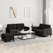 3-dijelni set sofa crni baršunasti