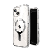 Speck Presidio Perfect-Clear Grip ClickLock MagSafe Apple iPhone 15 (Clear/Chrome Finish/Serene Silver)