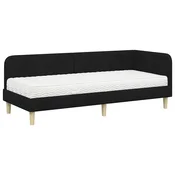Vidaxl Kotna postelja Črna 80 x 200 cm blago