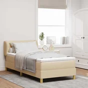 vidaXL vidaXL Box Spring Postelja z Blazino - Krem - 80x200 cm - Tkanina, (22052563)
