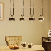 EMIBIG LIGHTING Visoka svetilka Linear, črna/prozorna, štirižarna - Dnevna soba/jedilnica - Sodobni - črn, prozoren - Kovina