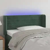 Vidaxl vidaXL Vzglavje postelje z LED diodo temno zeleno 93x16x78/88 cm žamet