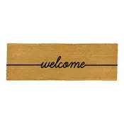 Črn dolg predpražnik iz naravnih kokosovih vlaken Artsy Doormats Welcome, 120x40 cm