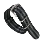 INF Pas za uro NATO iz najlonskega platna z zaponko iz nerjavečega jekla Black + light gray 18 mm, (21730018)