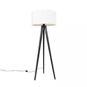 Stoječa svetilka z lesenim stojalom črne barve z belim odtenkom 50 cm - Tripod Classic
