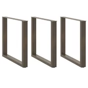 Noge za blagovaonski stol U-oblik 3 kom Prirodni celik 90 x (72-73) cm Celik