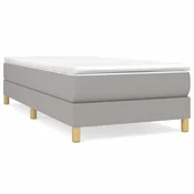 Vidaxl Posteljni okvir z vzmetmi svetlo siv 90x200 cm blago