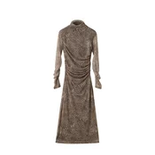 MANGO Obleka BEATRICE bež/rjava/temno rjava