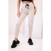 Kesi Womens sweatpants with side stripes and drawstring waist beige