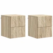 vidaXL Stenski nočni omarici 2 pcs Sonoma hrast 34,5 x 33 x 40 cm