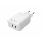 CELLY Kucni punjac ProPower od 45W sa 2 USB C konektora (TC2USBC45WWH)