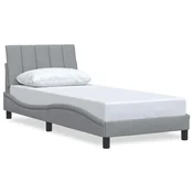 Vidaxl Posteljni okvir brez vzmetnice Hanko svetlo siv 90x200 cm blago