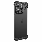 Minimalističen ovitek Naked Metal z alu zaščito robov in steklom za zadnje kamere za iPhone 16 Pro - onyx black