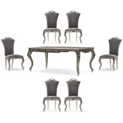 Casa Padrino luxury baroque dining room set gray/silver - 1 Baroque Dining Table & 6 Baroque Dining Chairs - Luxury dining room furniture in baroque style - Baroque furniture