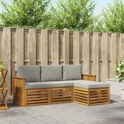 Set vanjskih sofa 4 kom. Prirodna i svijetlo siva