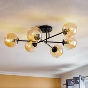 EMIBIG LIGHTING Stropna svetilka Glassy, črna, jantar, steklo, 6-žarnična, E14 - Dnevna soba/jedilnica - Sodobni - Kovina