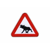 shumee Našitek z opozorilnim losom - belo ozadje - magnetna podlaga - vezen našitek/značka/emblem