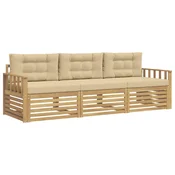 Set vanjskih sofa s jastukom 3 pcs Bijela i bež Poliester