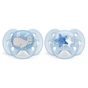 Avent Pacifiers Ultra Soft 6-18 months Whale & Stars x2