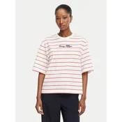 TOMMY HILFIGER Majica Logo Embroidery Relaxed  mornarska / rdeča / bela