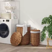 vidaXL Košara za pranje 2 pcs Rjava Kubu rattan
