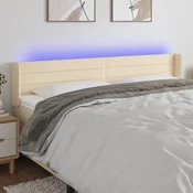 Vidaxl vidaXL Vzglavje postelje z LED diodami kremne barve 163x16x78/88 cm blago